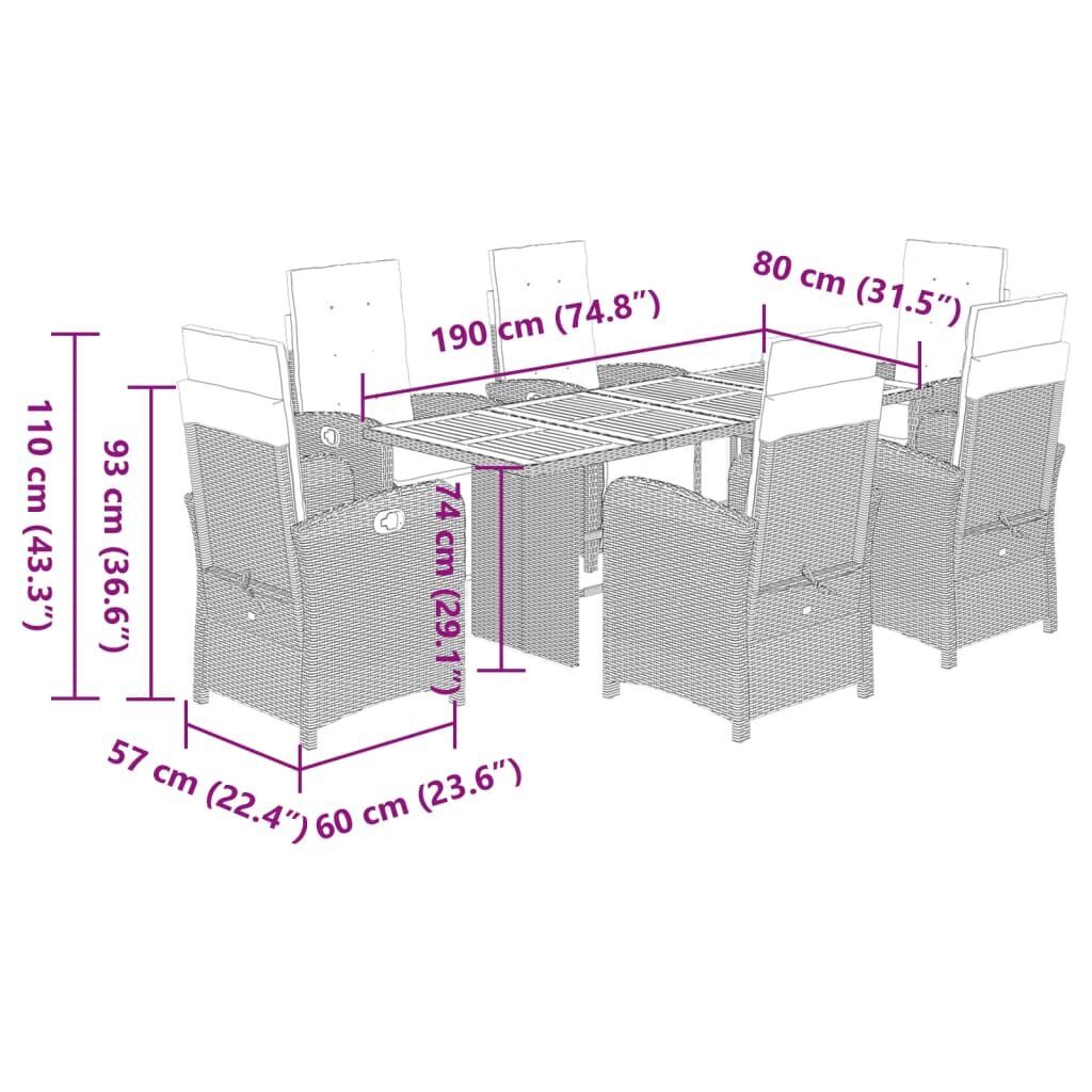 7 Piece Garden Dining Set with Cushions Black Poly Rattan Price
