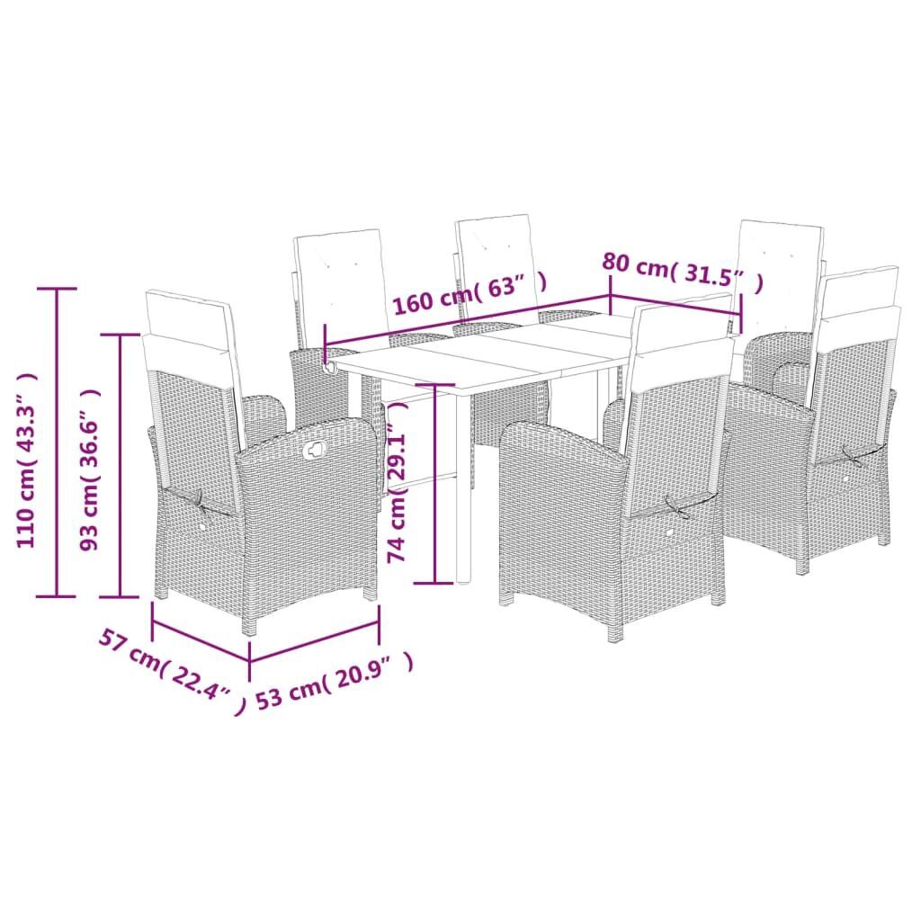 7 Piece Garden Dining Set with Cushions Black Poly Rattan Price