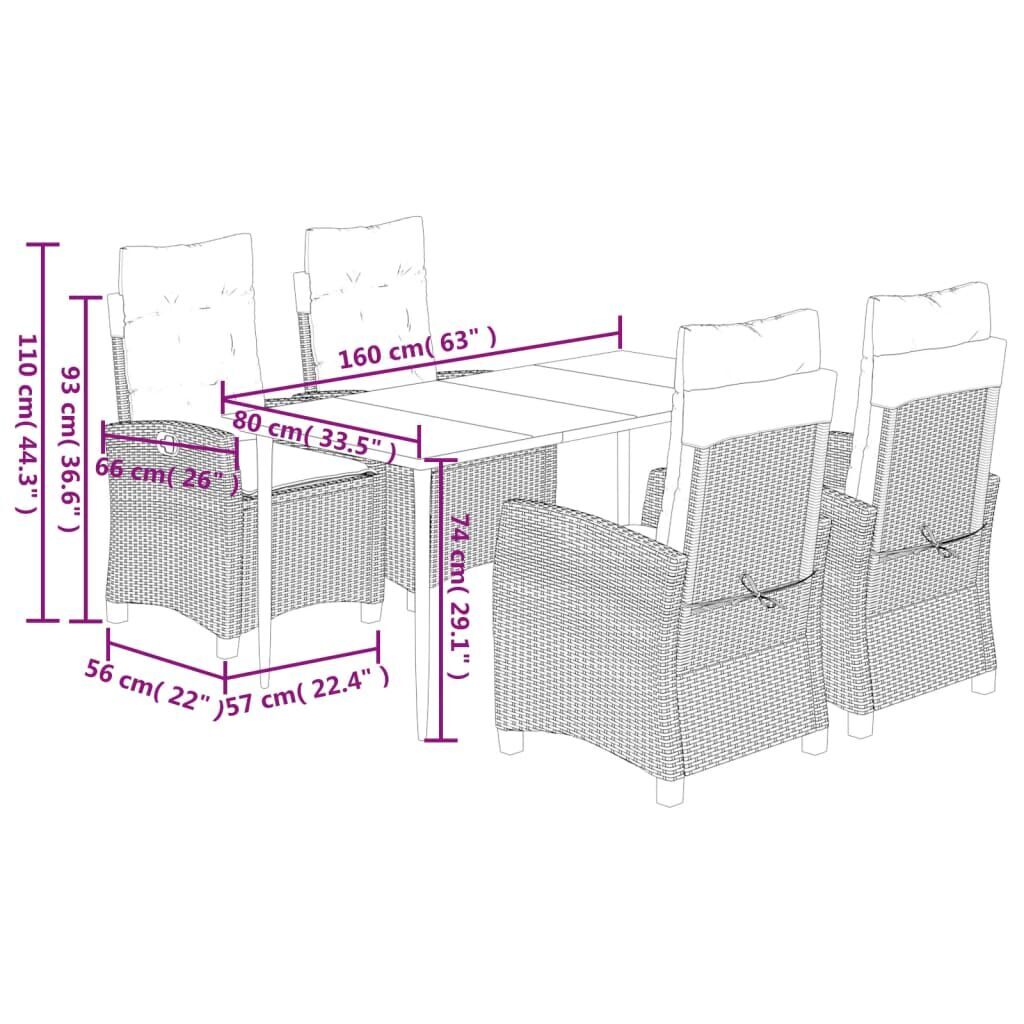 5 Piece Garden Dining Set with Cushions Black Poly Rattan Price