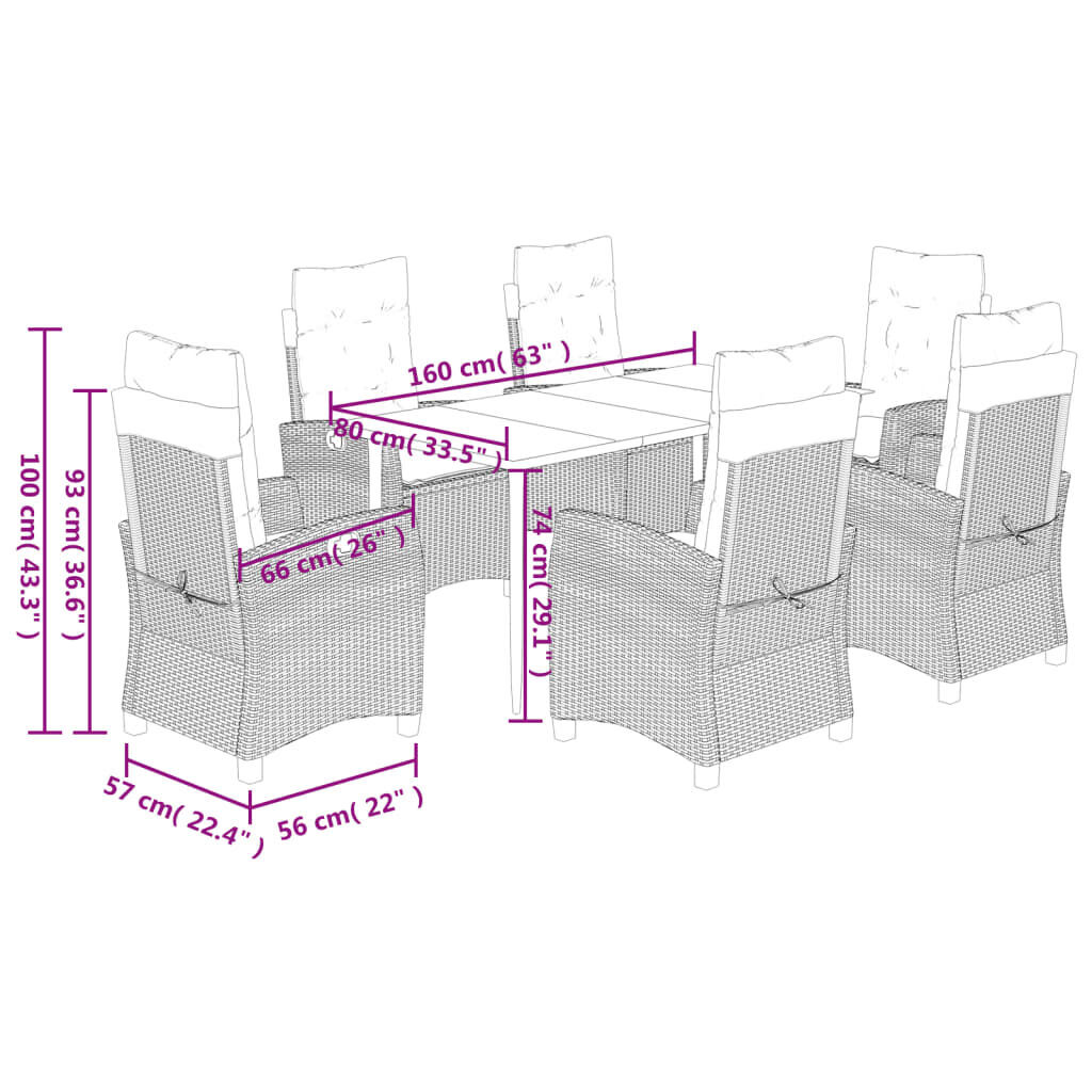 7 Piece Garden Dining Set with Cushions Grey Poly Rattan Price