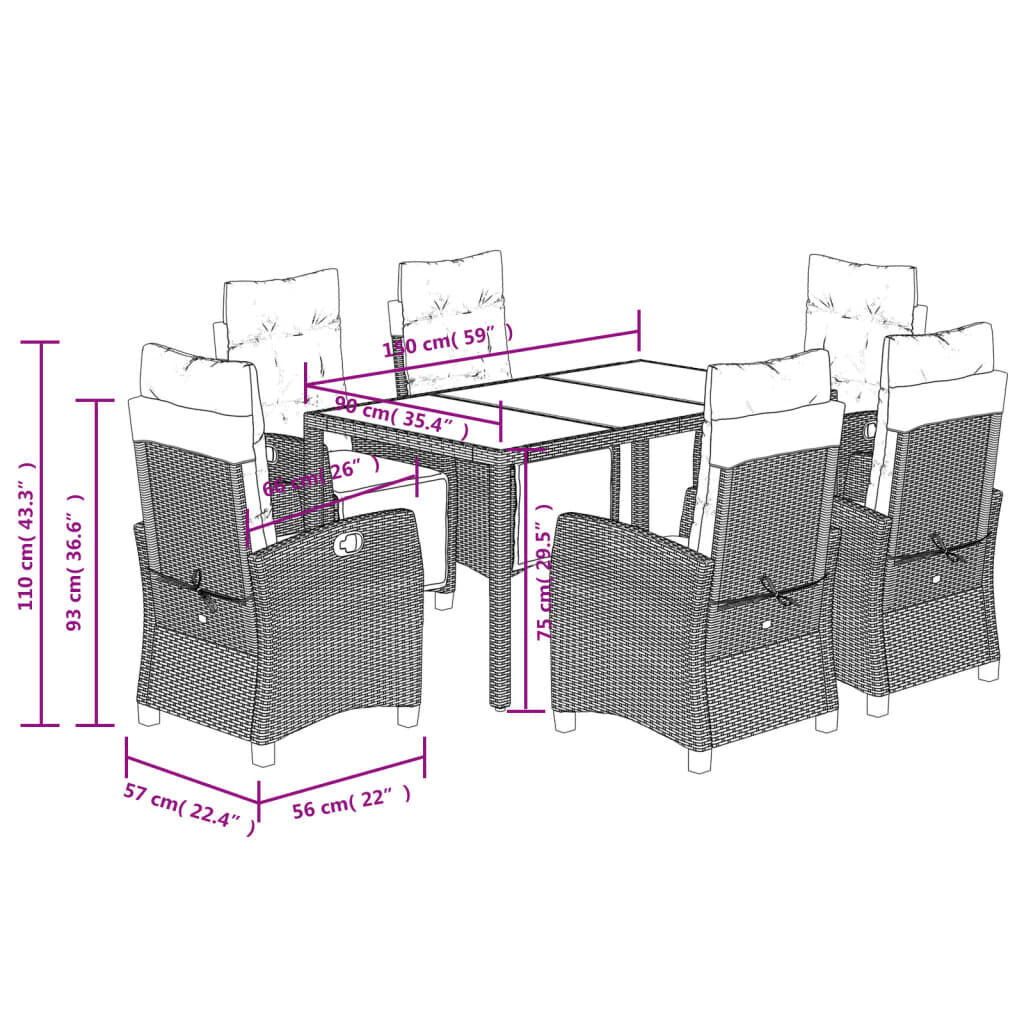 7 Piece Garden Dining Set with Cushions Grey Poly Rattan Price