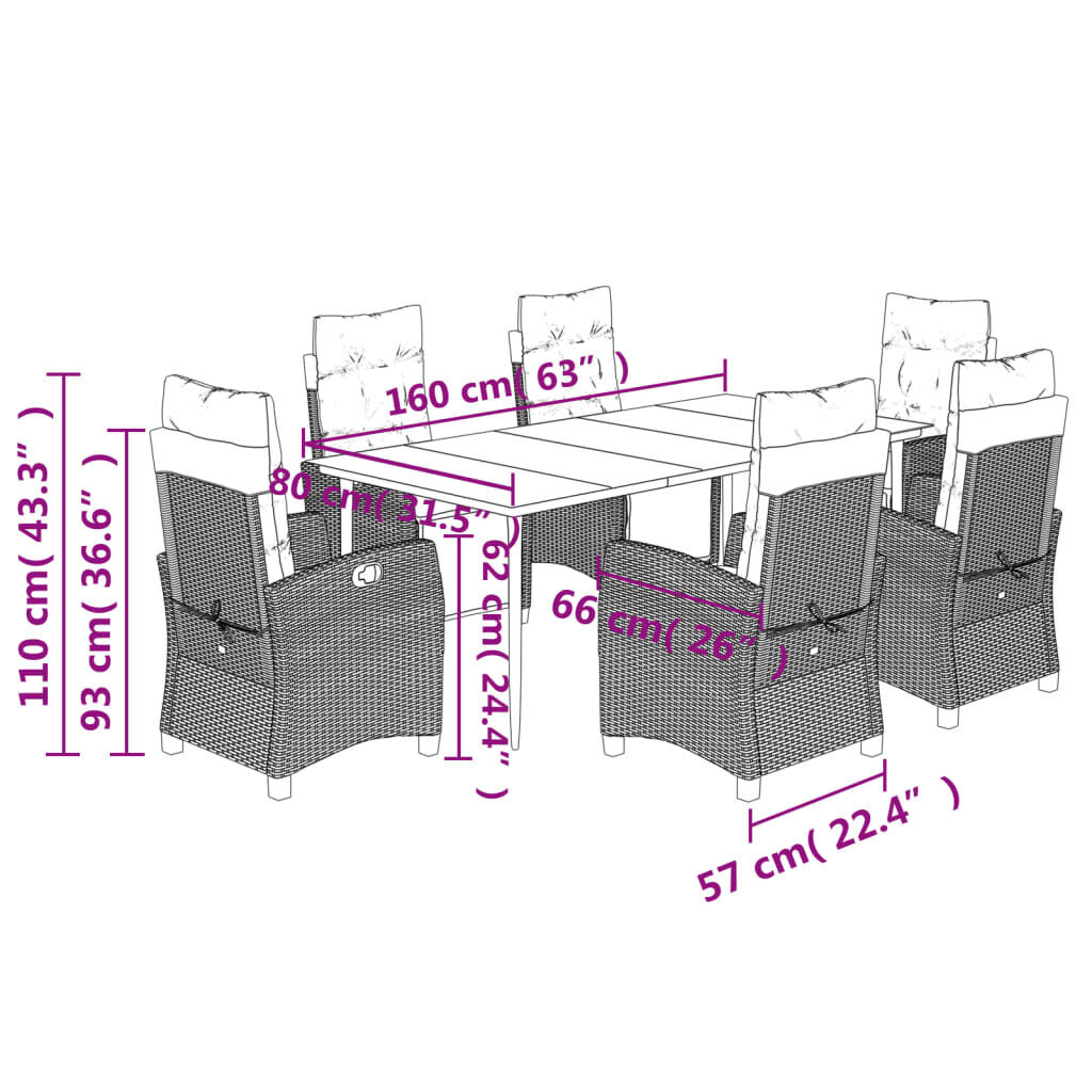 7 Piece Garden Dining Set with Cushions Grey Poly Rattan Price
