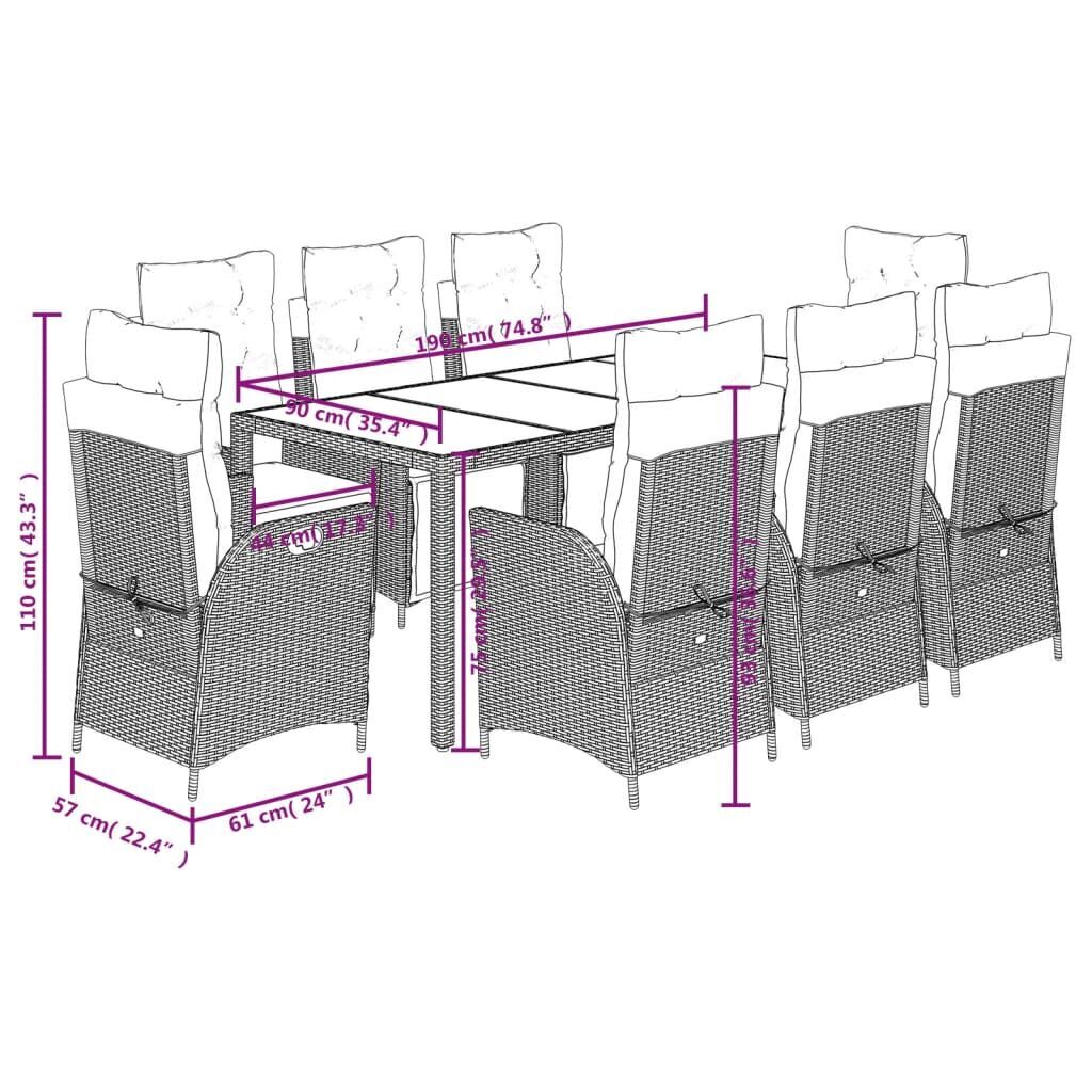 9 Piece Garden Dining Set with Cushions Black Poly Rattan Price