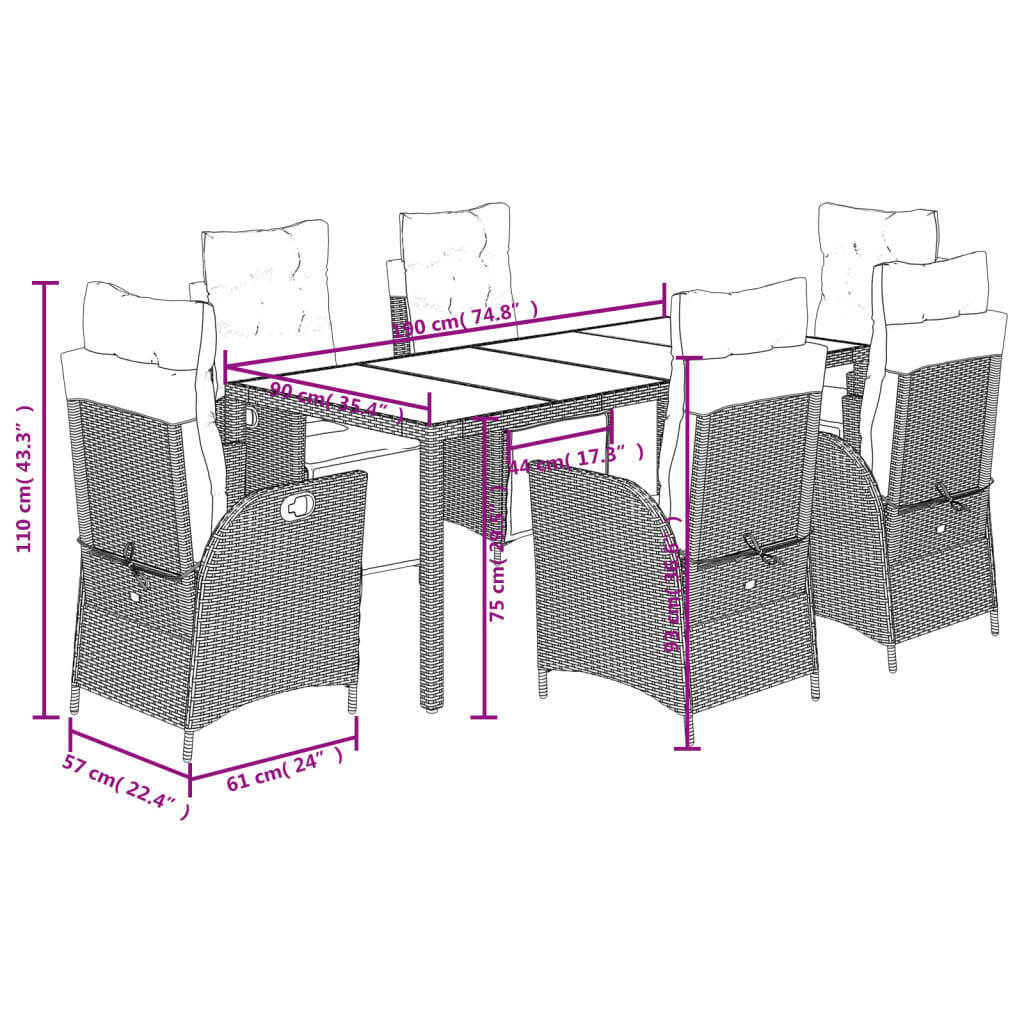 7 Piece Garden Dining Set with Cushions Grey Poly Rattan Price