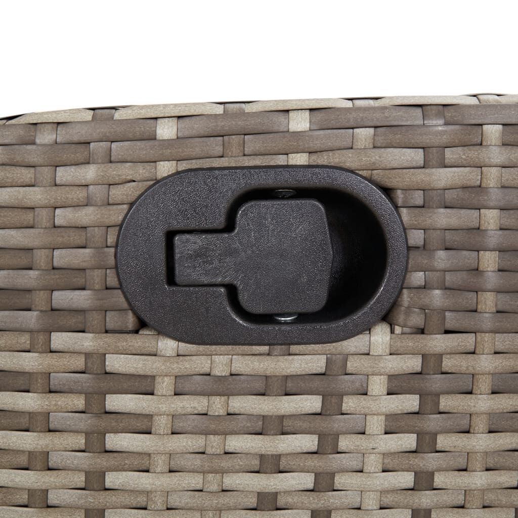 7 Piece Garden Dining Set with Cushions Grey Poly Rattan Price