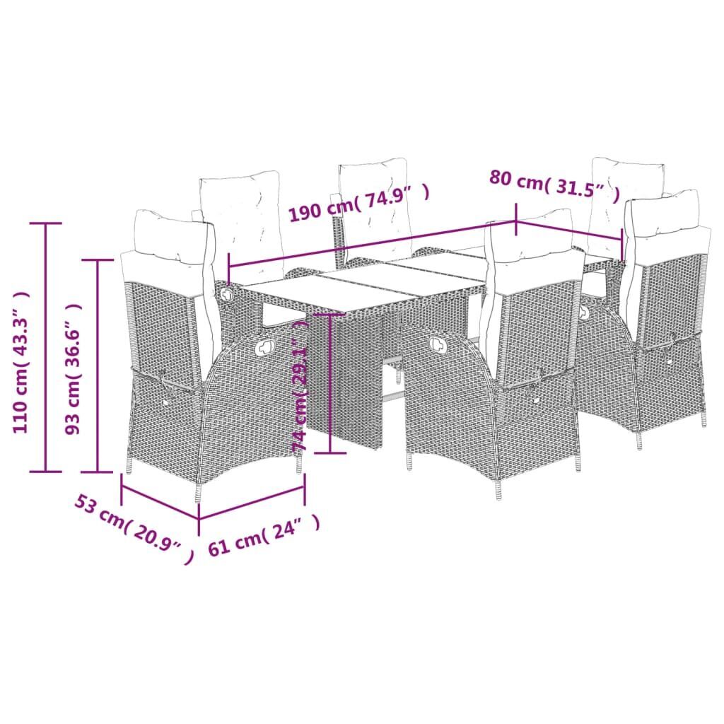 7 Piece Garden Dining Set with Cushions Black Poly Rattan Price