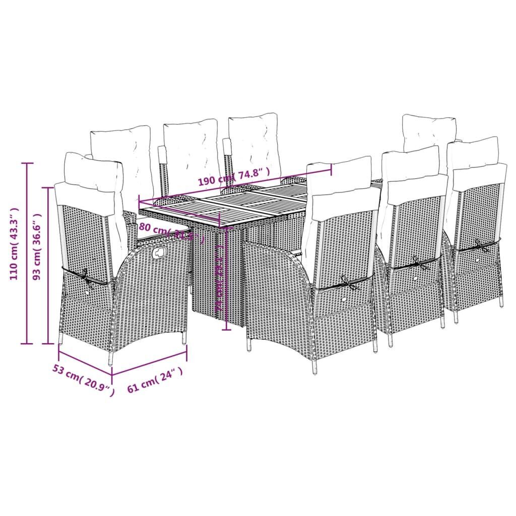 9 Piece Garden Dining Set with Cushions Black Poly Rattan Price