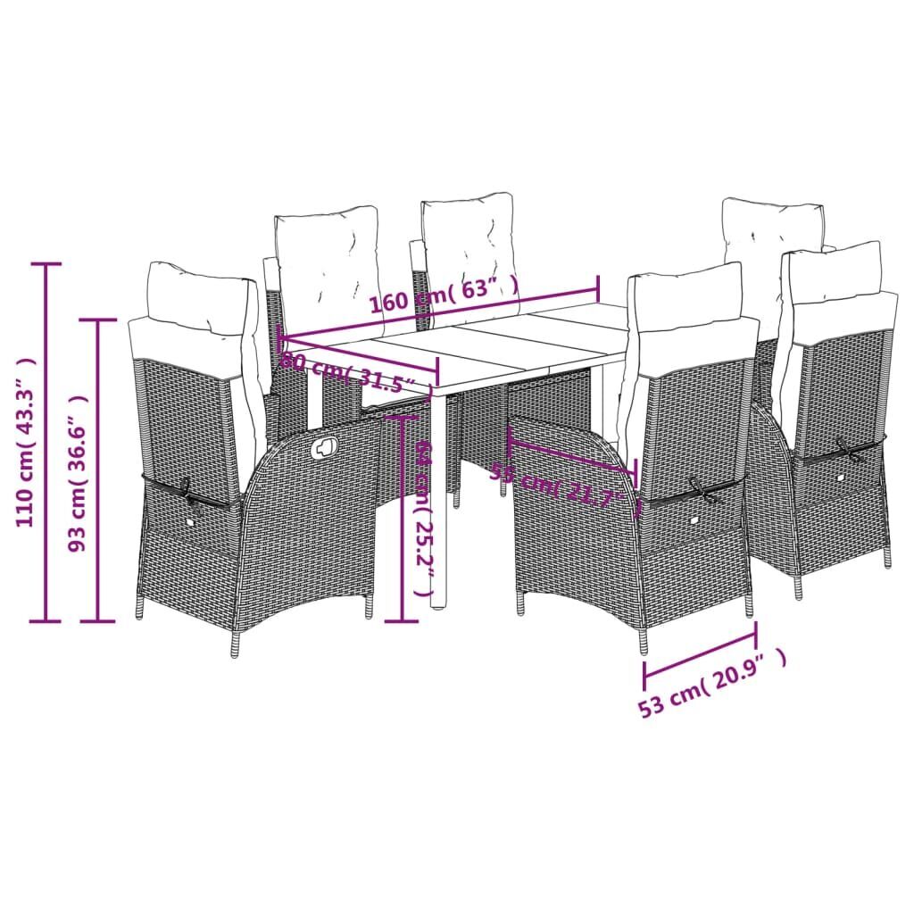 7 Piece Garden Dining Set with Cushions Black Poly Rattan Price