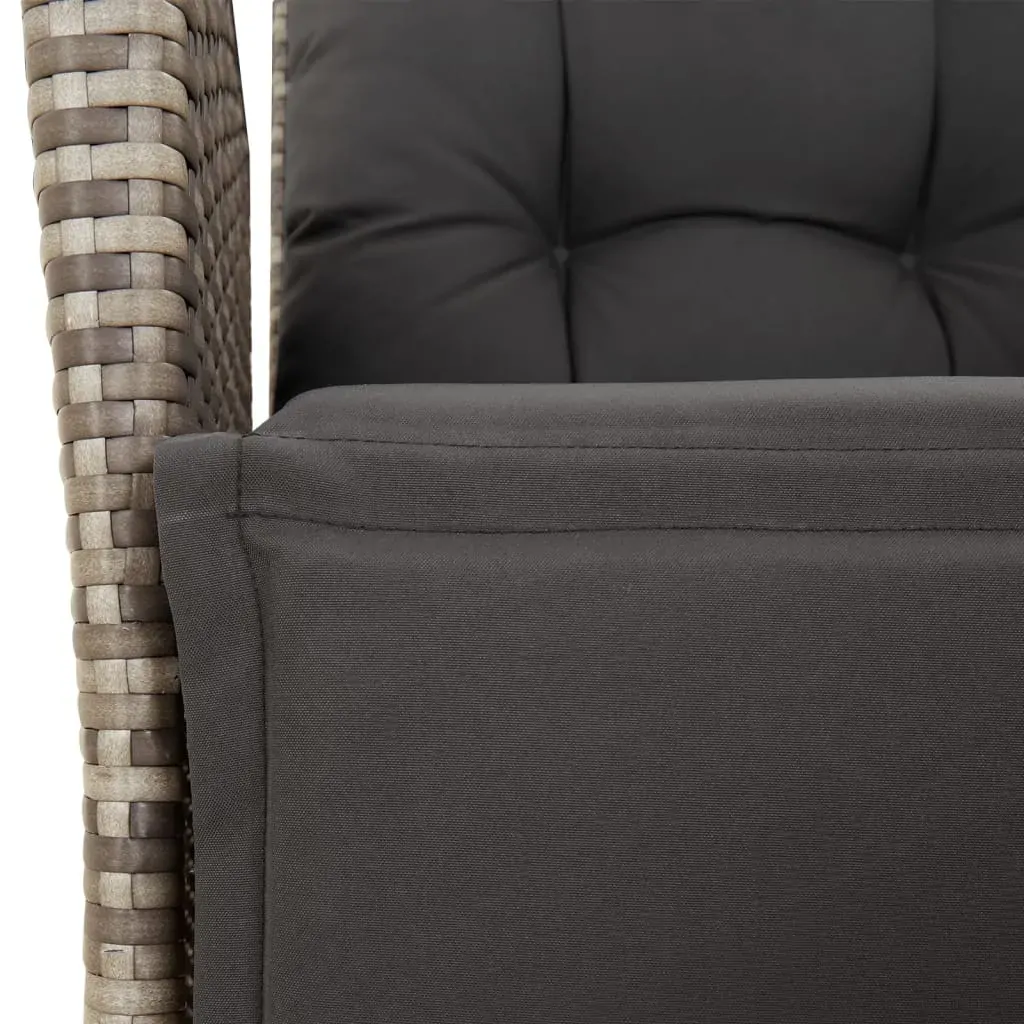 3 Piece Garden Dining Set with Cushions Grey Poly Rattan Price