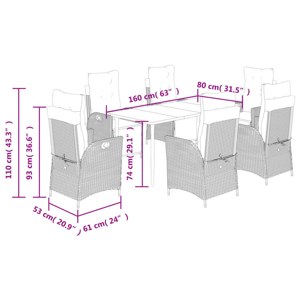 7 Piece Garden Dining Set with Cushions Grey Poly Rattan Price