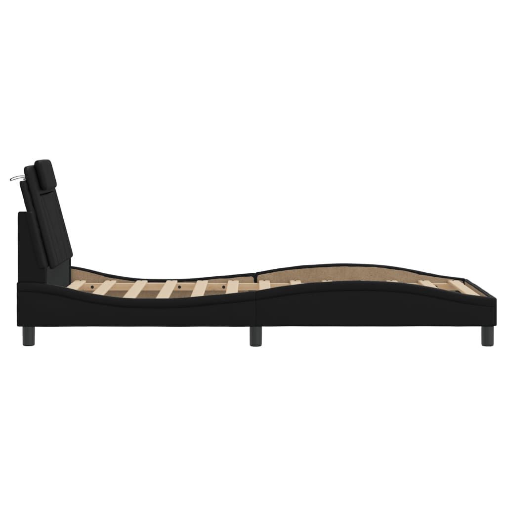 Bed Frame with LED without Mattress Black 90x190 cm Price