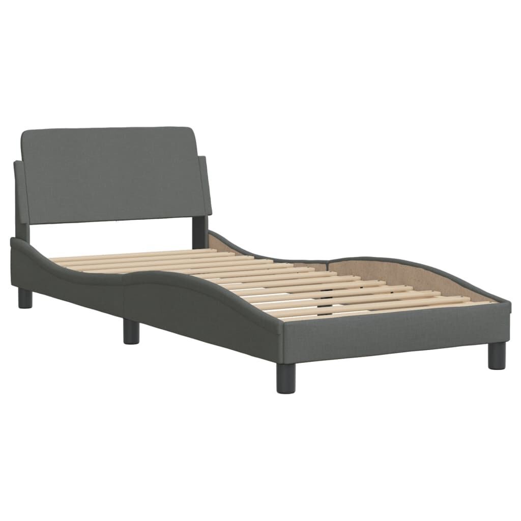 Bed Frame with LED without Mattress Dark Grey 90x190 cm Fabric Price
