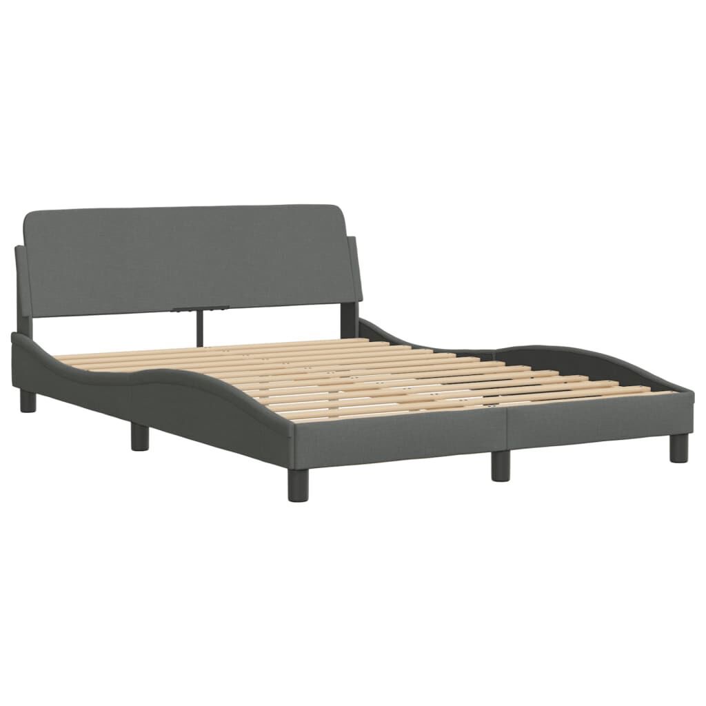 Bed Frame with LED without Mattress Dark Grey 137x187 cm Double Fabric Price