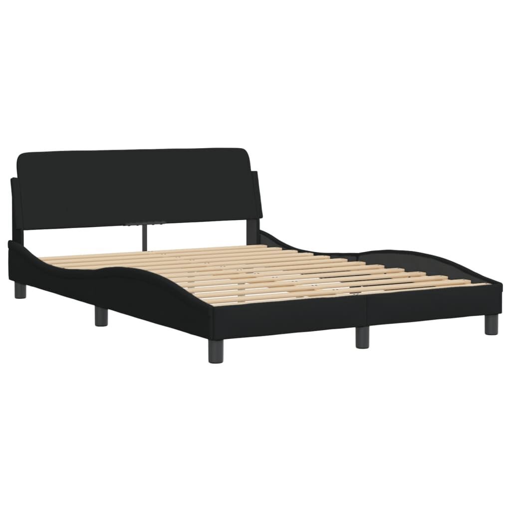 Bed Frame with LED without Mattress Black 137x187 cm Double Fabric Price