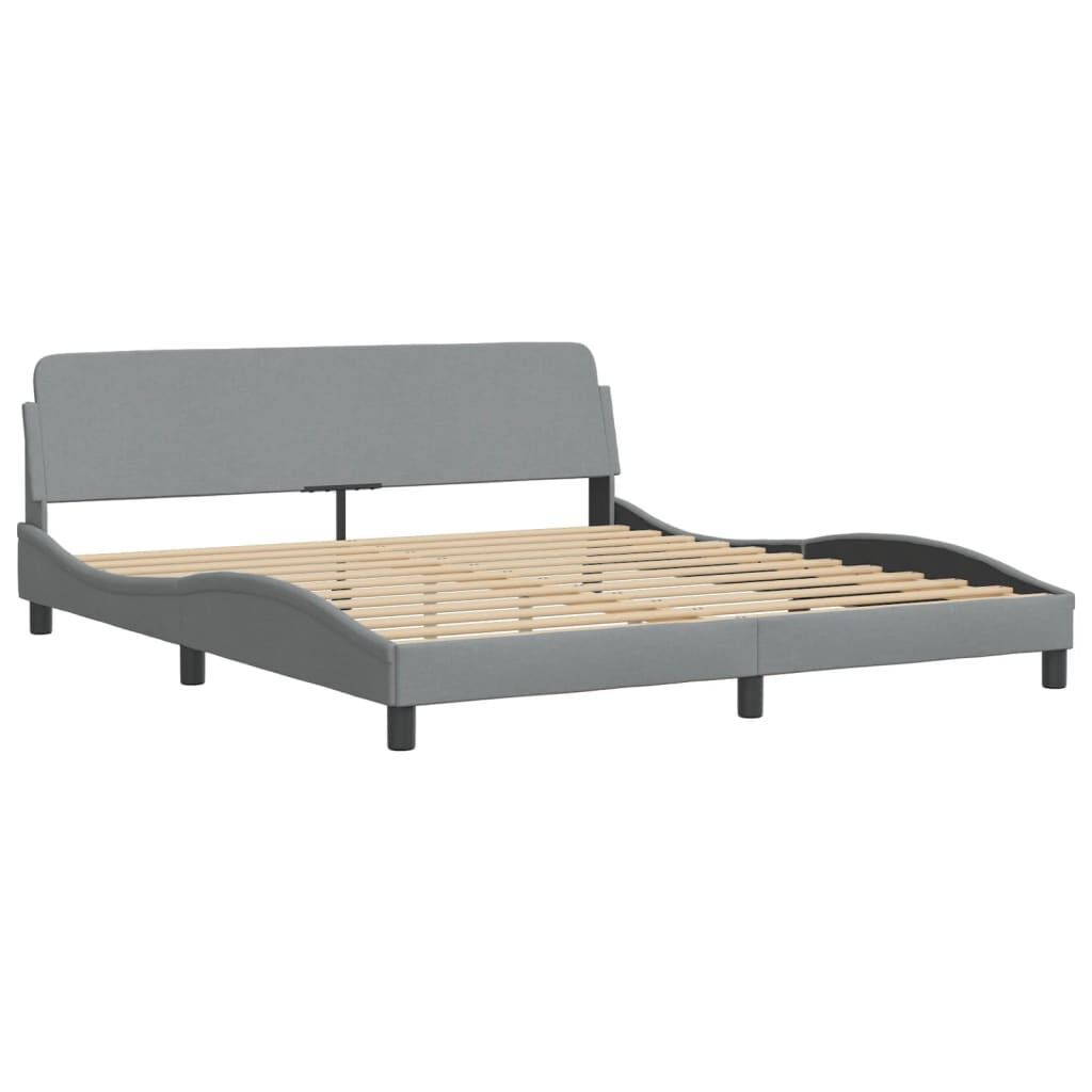 Bed Frame with LED without Mattress Dark Grey 183x203 cm King Fabric Price
