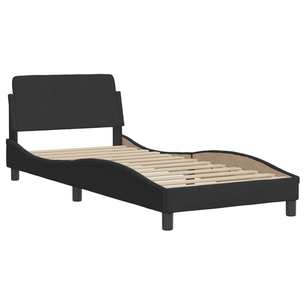 Bed Frame with LED without Mattress Black 90x190 cm Velvet Price