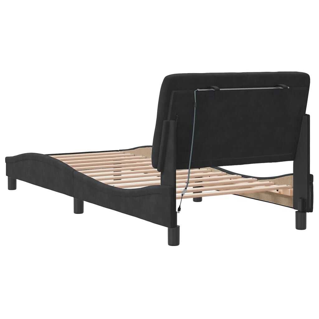 Bed Frame with LED without Mattress Black 90x190 cm Velvet Price