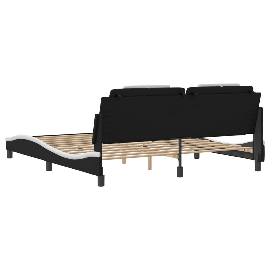 Bed Frame with LED without Mattress Black and White 183x203 cm King Price