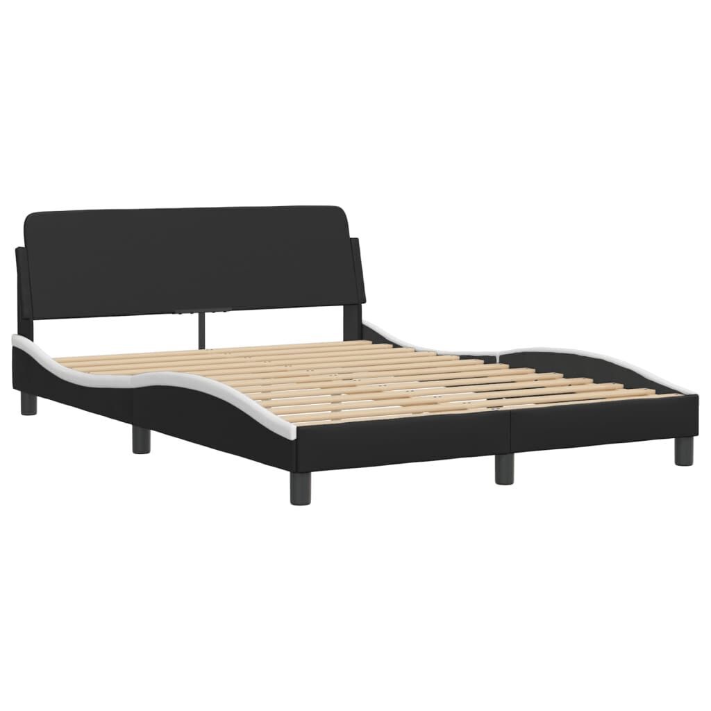 Bed Frame with LED without Mattress Black and White 137x187 cm Double Price