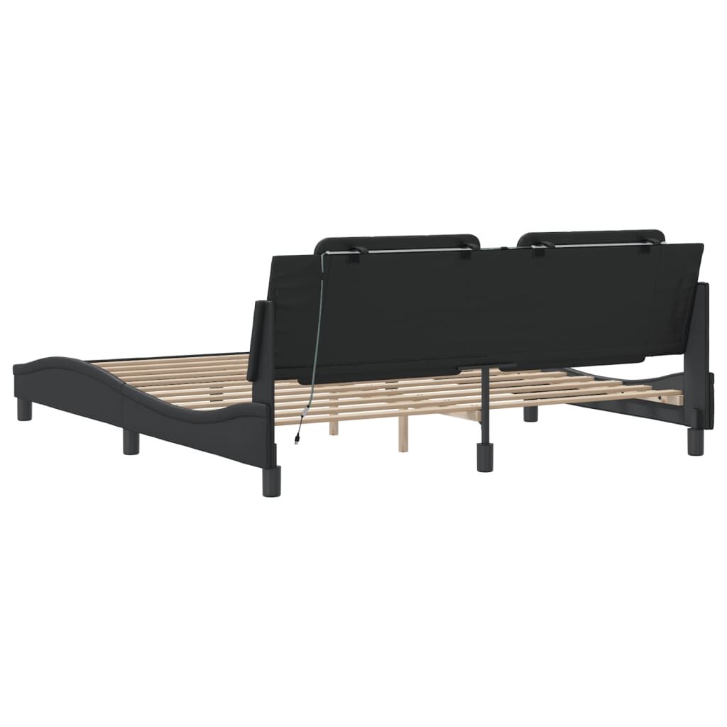 Bed Frame with LED without Mattress Black 183x203 cm King Price