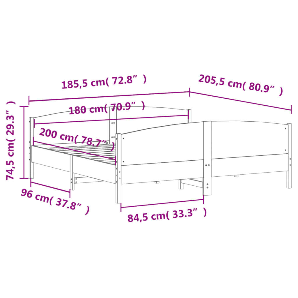 Bed Frame without Mattress 183x203 cm King Solid Wood Pine Price