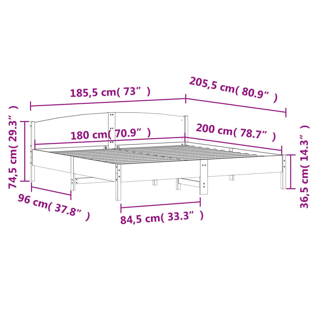 Bed Frame without Mattress 183x203 cm King Solid Wood Pine Price
