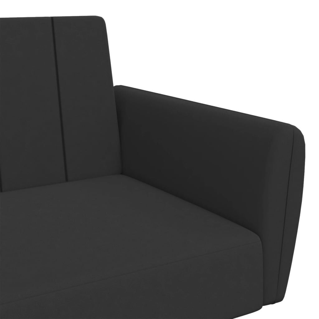 2-Seater Sofa Bed with Footstool Black Velvet Price