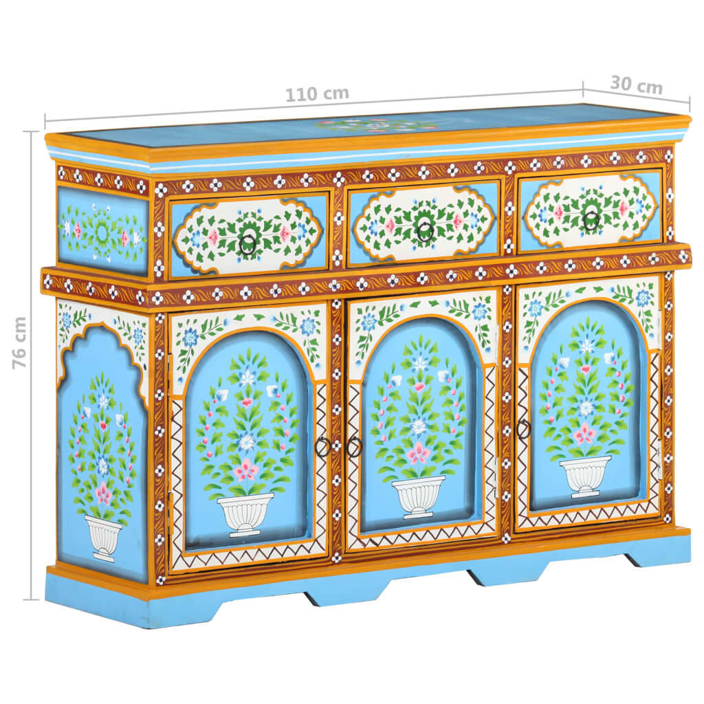 Hand-Painted Sideboard Multicolour 110x30x76cm Solid Mango Wood Price