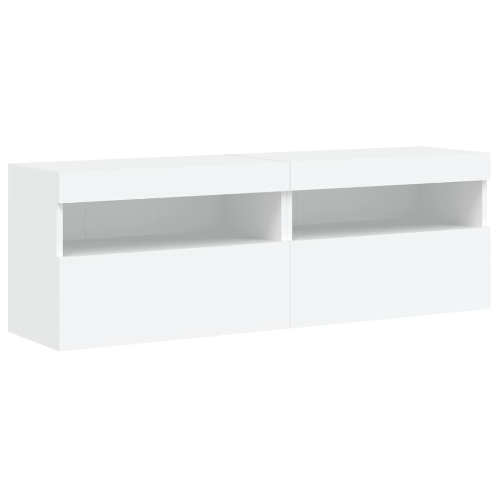 8 Piece TV Wall Cabinet Set with LED Lights White Price