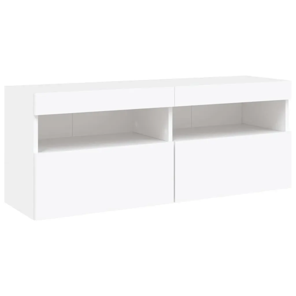 7 Piece TV Wall Cabinet Set with LED Lights White Price
