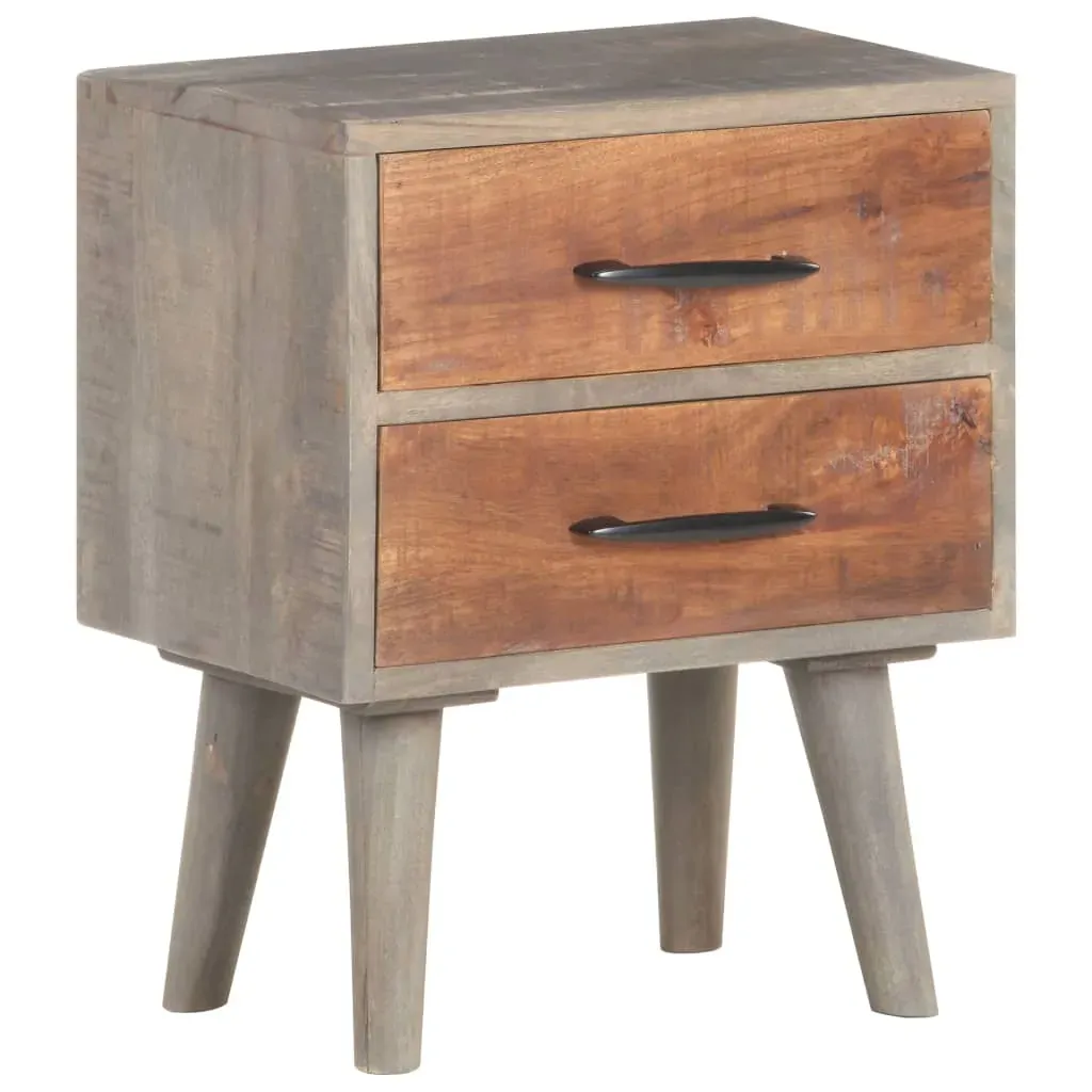 Bedside Cabinet Grey 40x30x50 cm Solid Rough Mango Wood Price