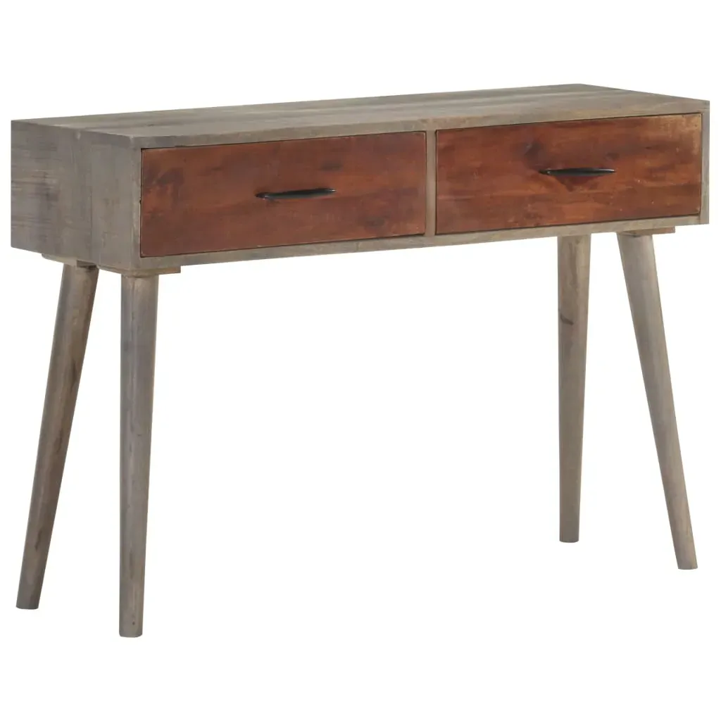 Console Table Grey 110x35x75 cm Solid Rough Mango Wood Price