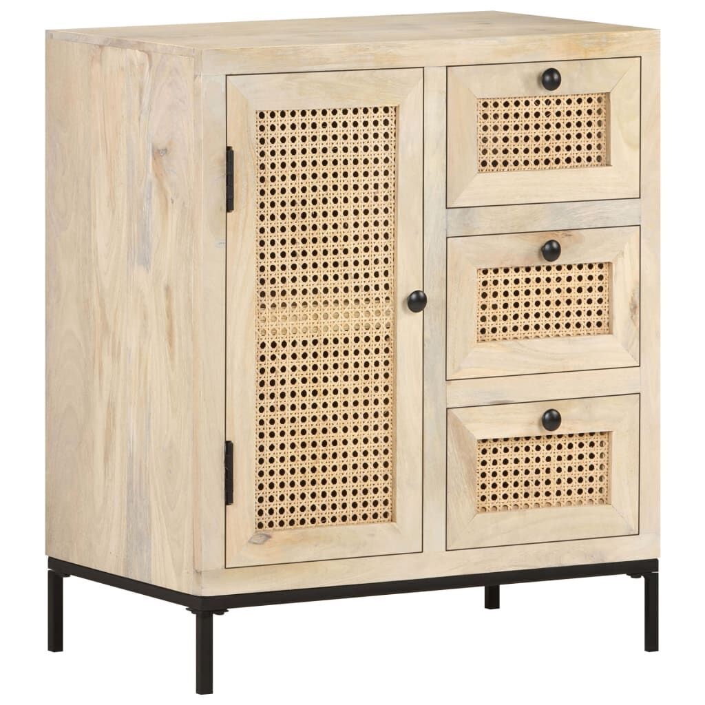 Sideboard 60x35x70 cm Solid Mango Wood and Natural Cane Price