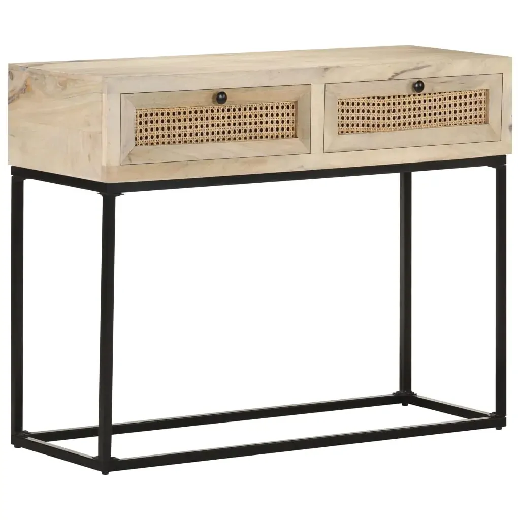 Console Table 100x35x76 cm Solid Mango Wood and Natural Cane Price