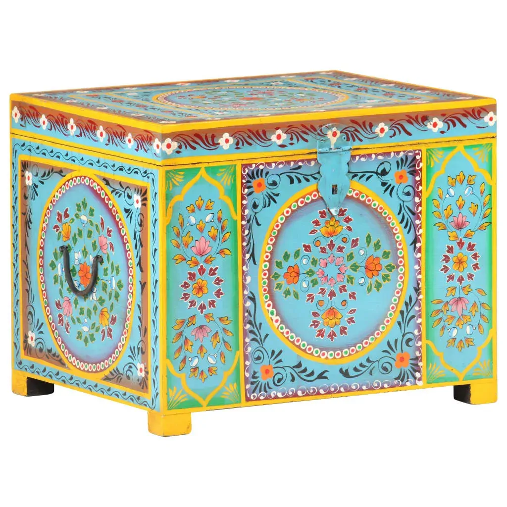 Hand Painted Storage Box 50x40x40 cm Solid Mango Wood Price