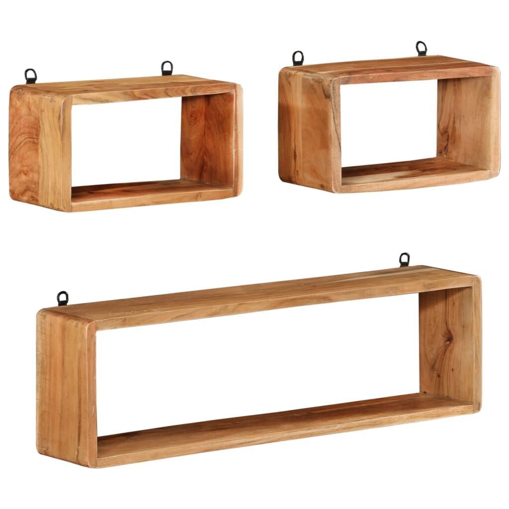 3 Piece Wall Cube Shelf Set Soild Acacia Wood Price