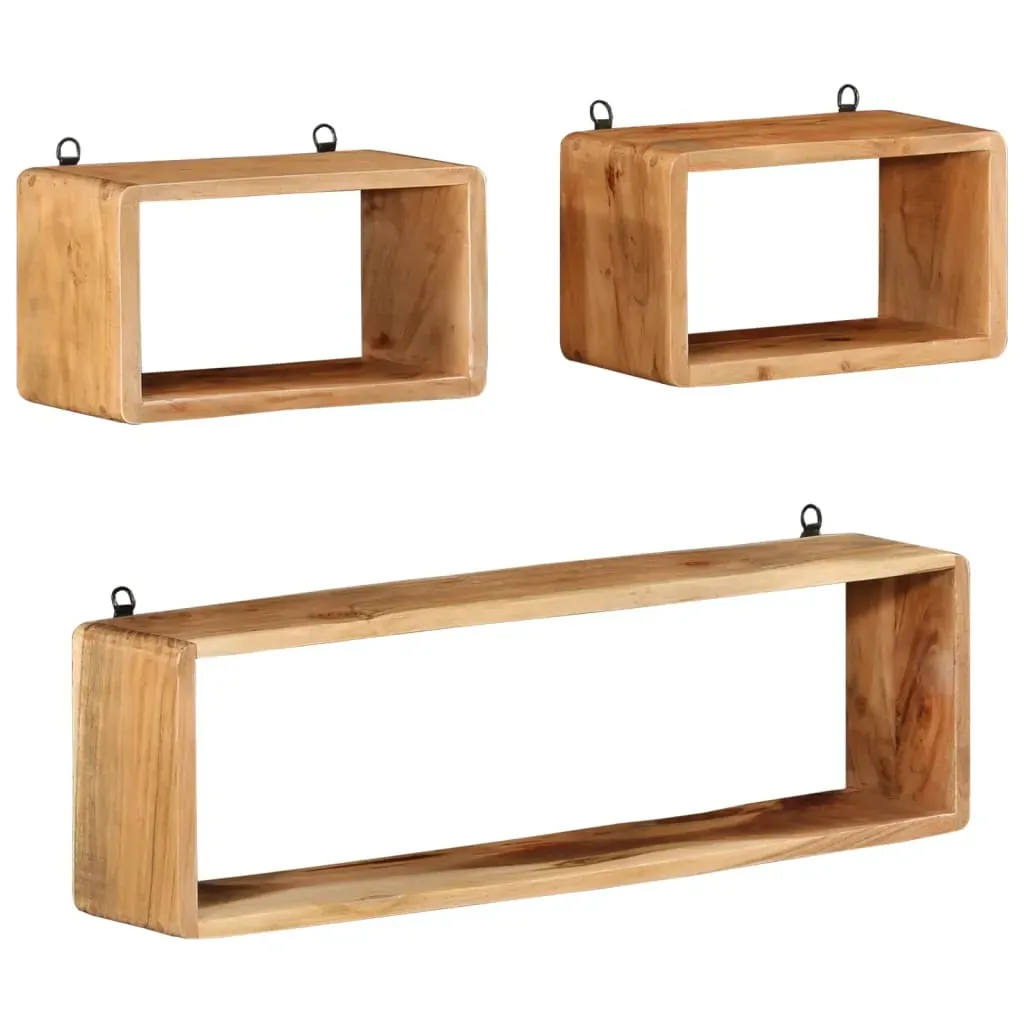 3 Piece Wall Cube Shelf Set Soild Acacia Wood Price