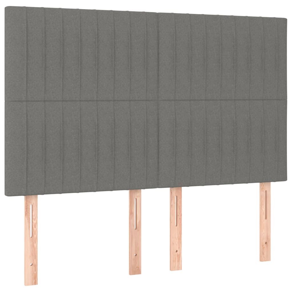 Bed Frame with Headboard Dark Grey 137x187 cm Double Size Fabric Price