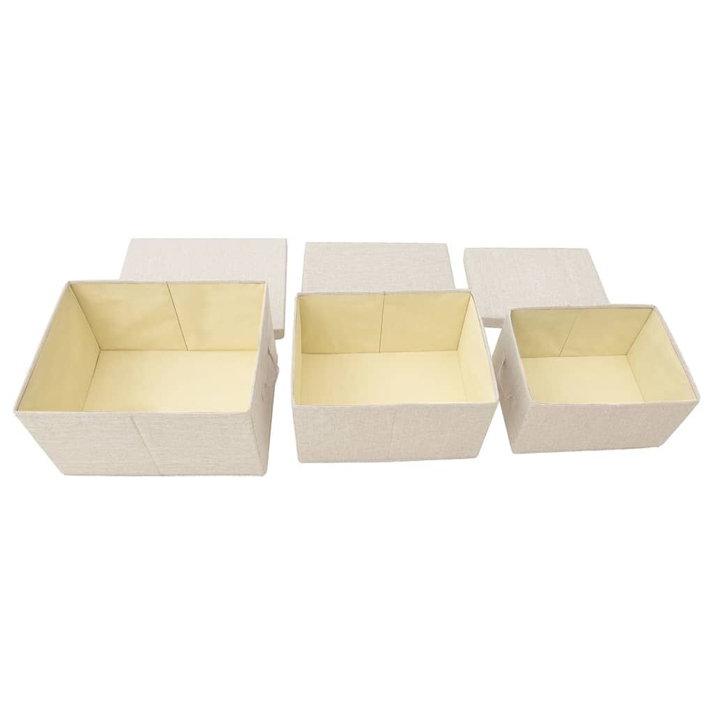 Stackable Storage Box Set of 3 Piece Fabric Cream Price