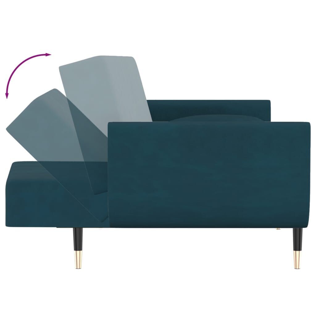 2-Seater Sofa Bed with Two Pillows Blue Velvet Price