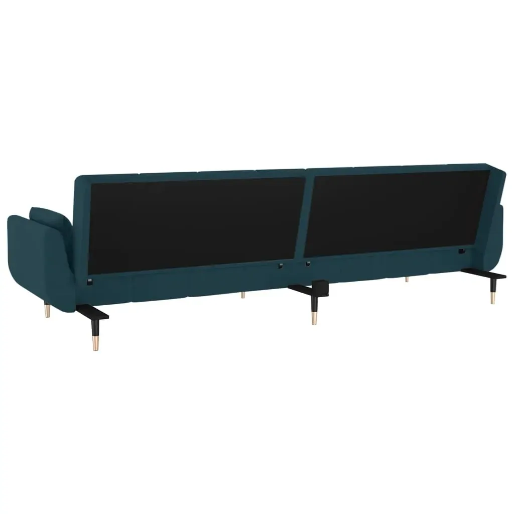 2-Seater Sofa Bed with Two Pillows Blue Velvet Price