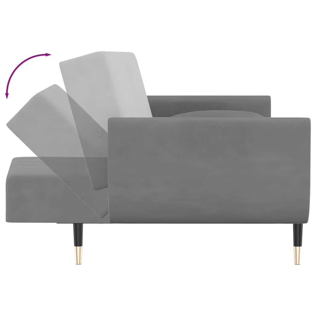 2-Seater Sofa Bed with Two Pillows Light Grey Velvet Price