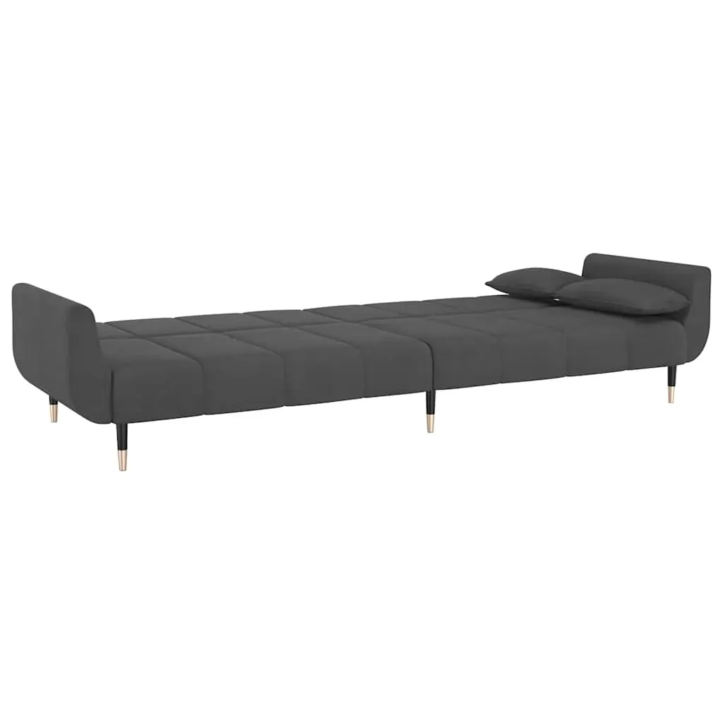 2-Seater Sofa Bed with Two Pillows Dark Grey Velvet Price