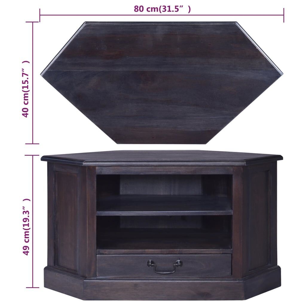 Corner TV Cabinet Light Black 80x40x49 cm Solid Wood Mahogany Price