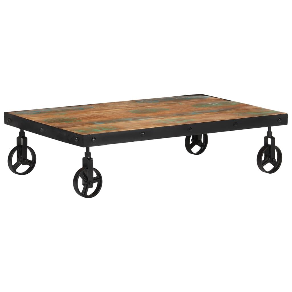 Coffee Table with Wheels 100x60x26 cm Solid Wood Reclaimed Price