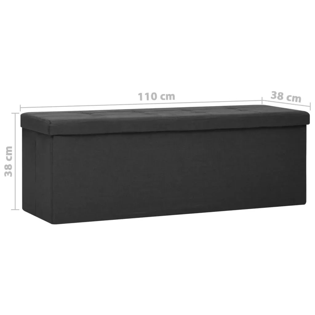 Folding Storage Bench Black Faux Linen Price