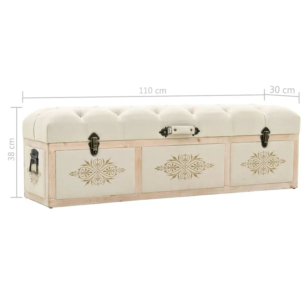 Storage Bench 110 cm Cream Solid Firwood and Fabric Price