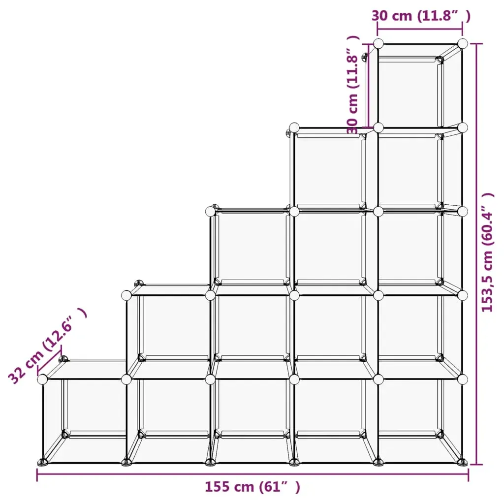 Storage Cube Organiser with 15 Cubes Transparent PP Price