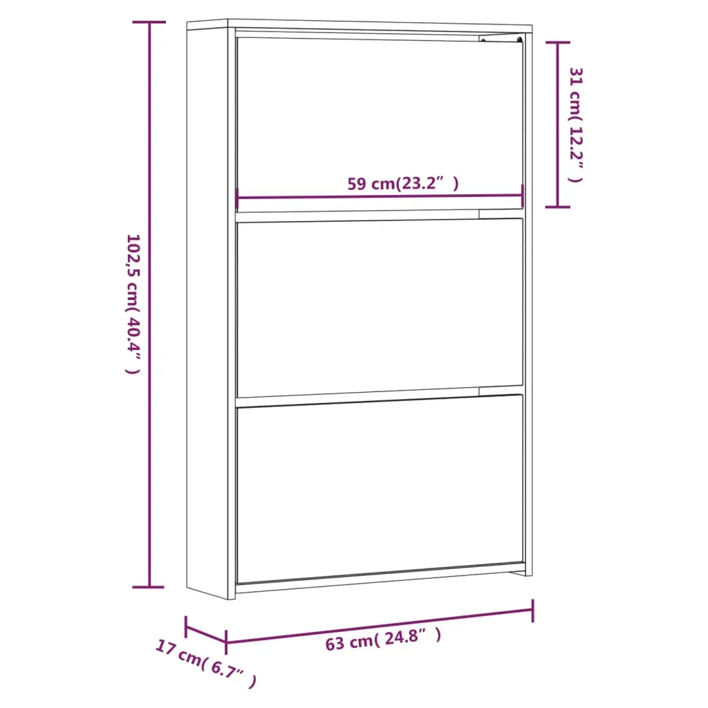 Shoe Cabinet with Mirror 3-Layer High Gloss White 63x17x102.5 cm Price