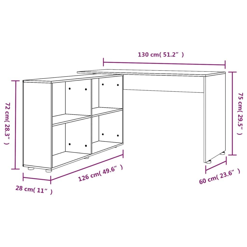 Corner Desk High Gloss White Engineered Wood Price